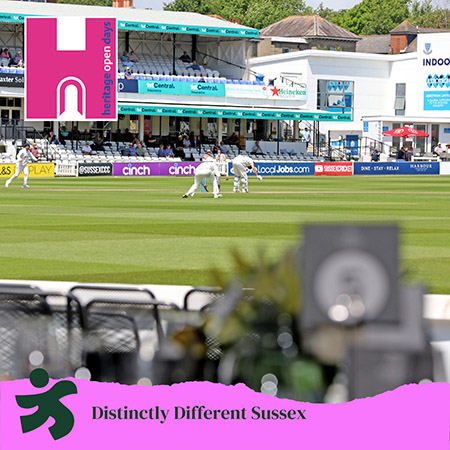 Photo of Sussex Cricket overlayed with a layers graphic